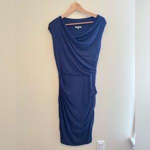 Bordeaux Draped Navy Dress